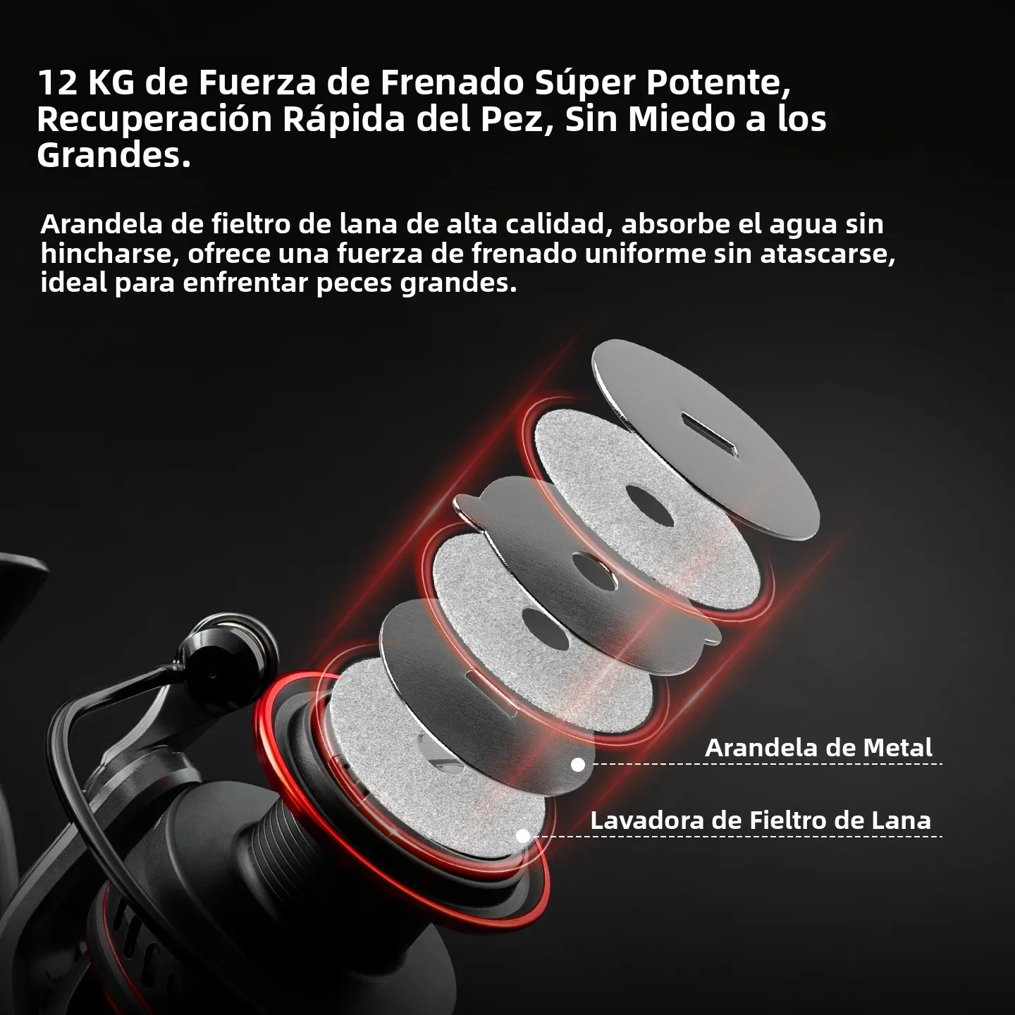 Carretes giratorios de DK1000-6000 para niños, carretes de pesca de arrastre máximo de 3 + 1BBS, relación de engranaje 5,0: 1, carretes de carpa para agua dulce y salada - imagen 3