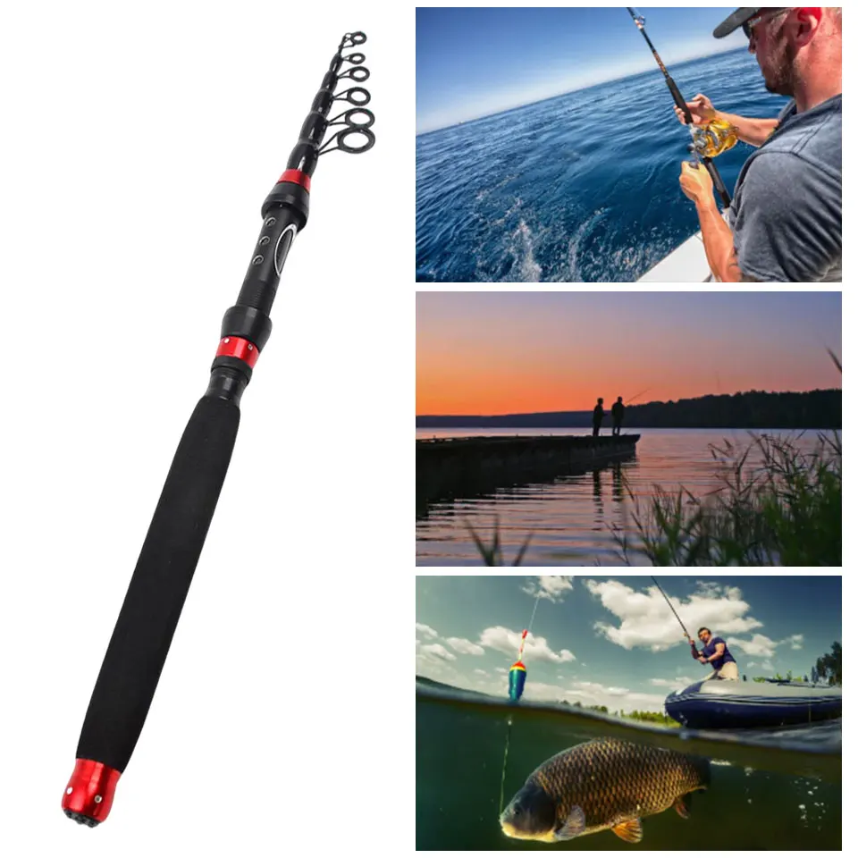Caña de señuelo telescópica de carbono, compacta, portátil, fundida precisa con láser, agua dulce y salada, universal, pesca en movimiento - imagen 4