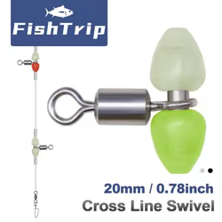 FishTrip 15 piezas de línea cruzada giratoria de 3 vías, acero inoxidable, plataforma en T rodante de alta resistencia que evita giros y enredos