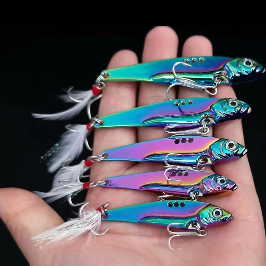12 Uds. De lentejuelas vibratorias coloridas, 25g-7g, juego de Señuelos de Pesca VIB de fundición larga, cebo Artificial para lubina, cuchara giratoria que se hunde, Swimbait - imagen 5