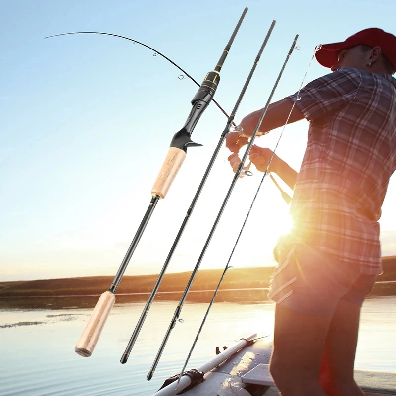 Caña de pescar ultraligera de fibra de carbono de 1,98 metros con mango de pistola de cuatro secciones, caña de pescar enchufable, agarre de corcho natural de fibra de carbono - imagen 3
