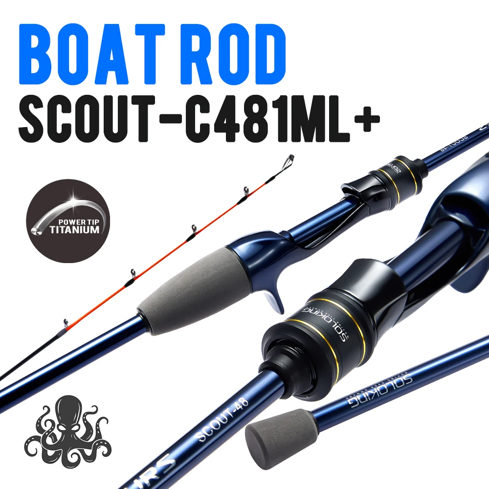 SOLOKING SCOUT48 1 Uds caña de pescar de mar Webfoot pulpo 1,45 M 1 pieza ultraligera 81g ML caña de barco de energía caña de calamar 9:1 acción