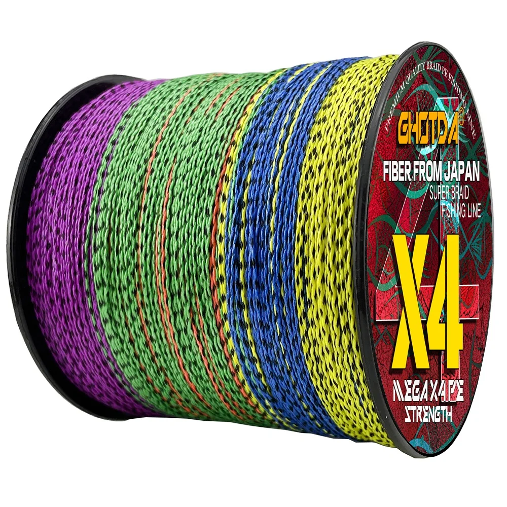 GHOTDA 300M 4 hebras 10-80LB PE alambre de pesca trenzado multifilamento Invisible súper fuerte línea de pesca moteada Japón Multicolor - imagen 3