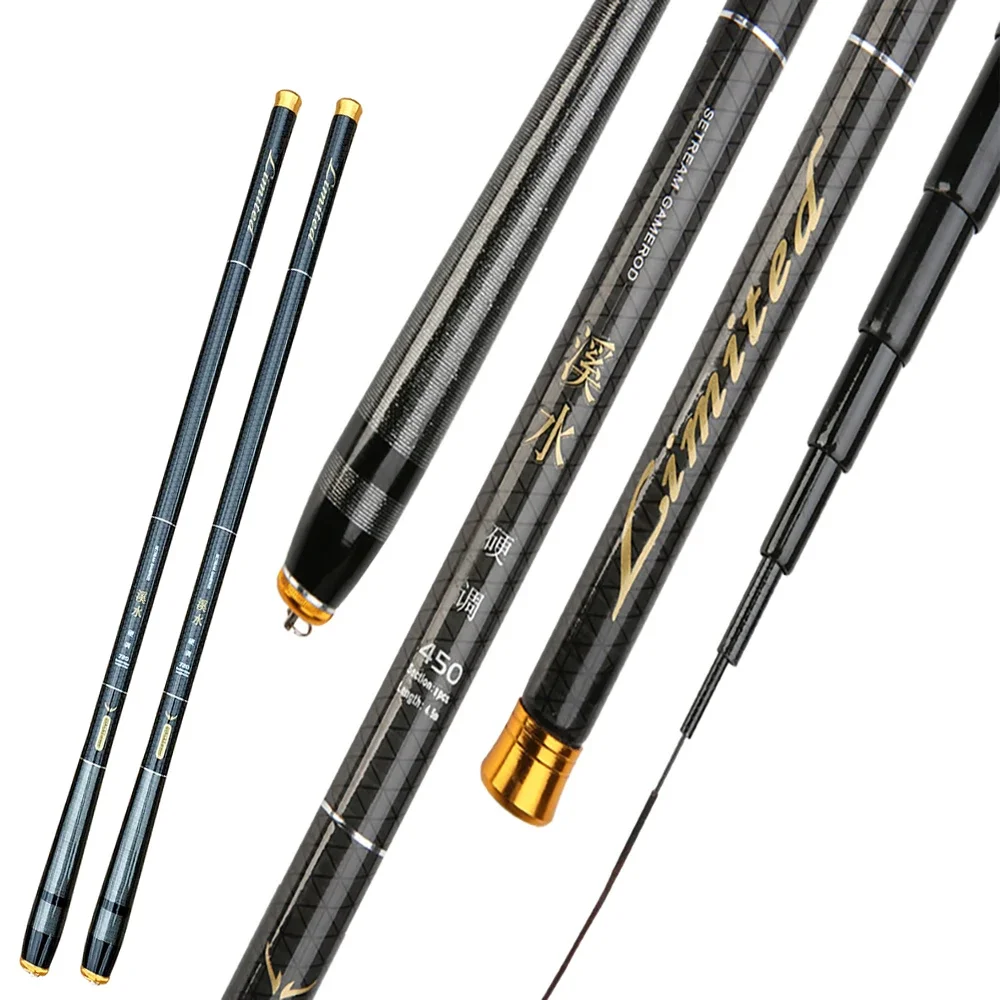 Caña de pescar de fibra de carbono, aparejo telescópico ultraligero, duro, alimentador de carpa, Arroyo, lago, depósito, estanque, 3,6-7,2 M - imagen 3