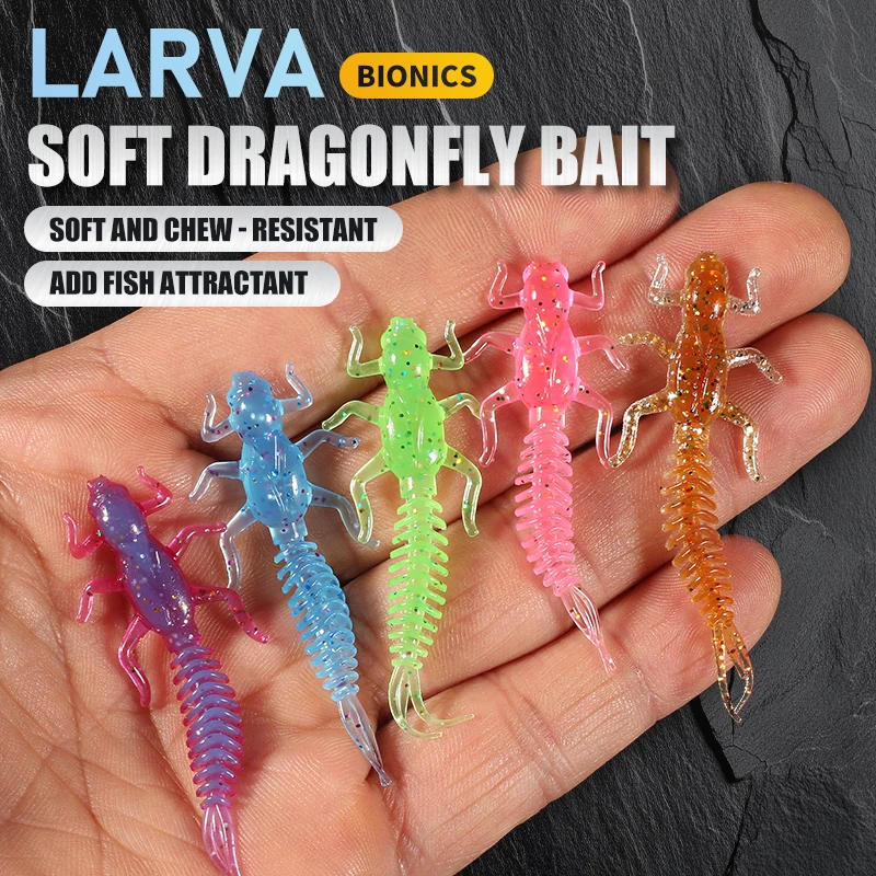 2019 nuevos señuelos blandos de alcance, señuelos de plástico blando, larva de 6cm/5cm, Swimbaits flotantes de agua dulce, cebo suave de silicona, gusano para pescar - imagen 3