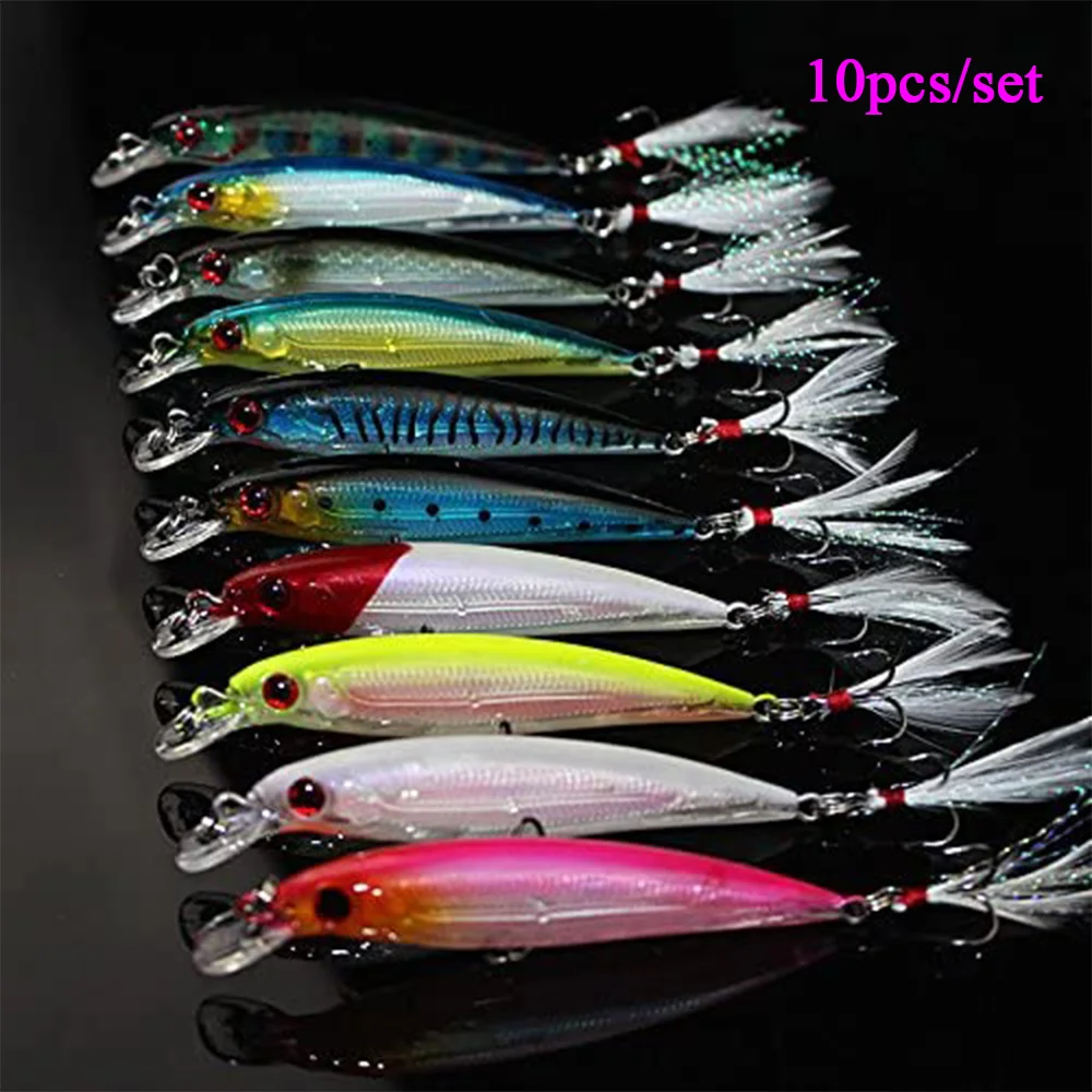 10 Uds 9cm 8g Señuelos de Pesca de pececillo flotante Wobblers de fundición larga cebos duros artificiales trucha de agua salada aparejos de pesca Swimbait - imagen 4