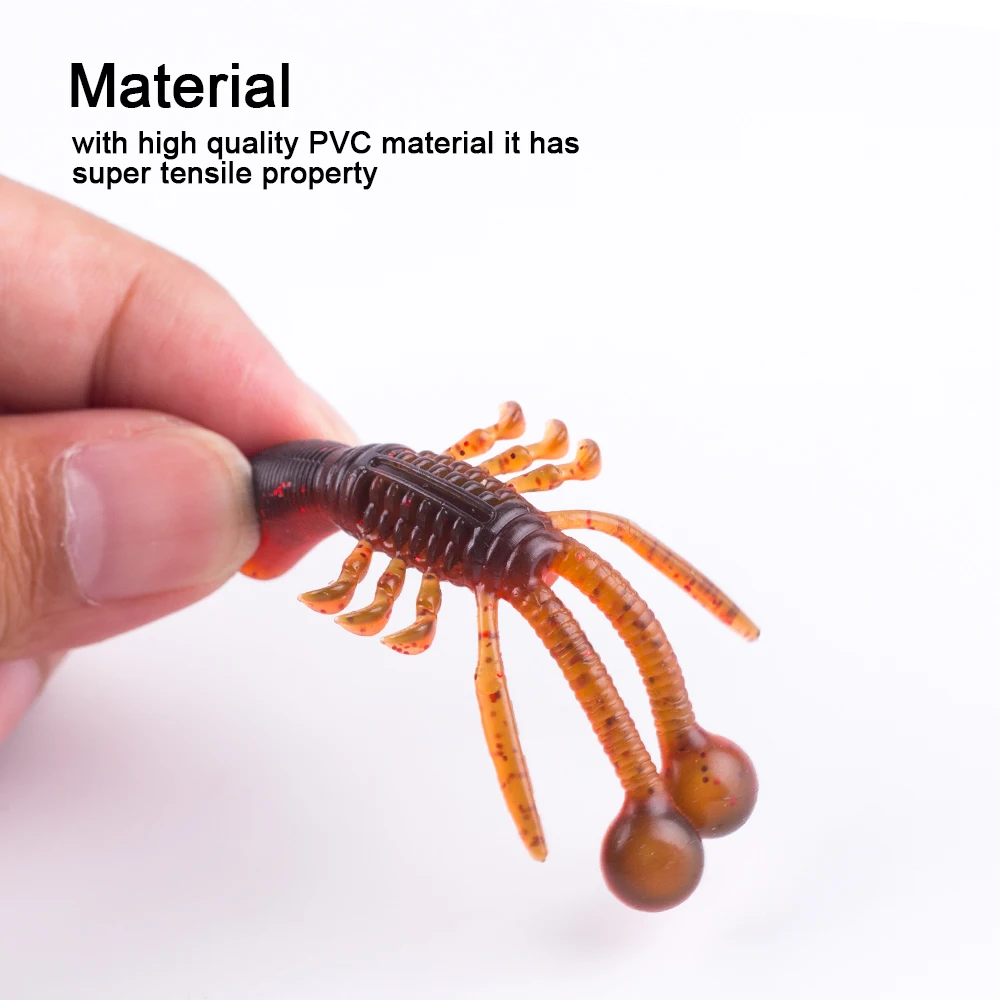 Hanlin-señuelo de Pesca flotante, cebo blando de 8 piezas, 68mm/2,3g, de plástico, para camarones, langostas, gusanos, sábalo, Anguila, aparejos de lubina - imagen 4