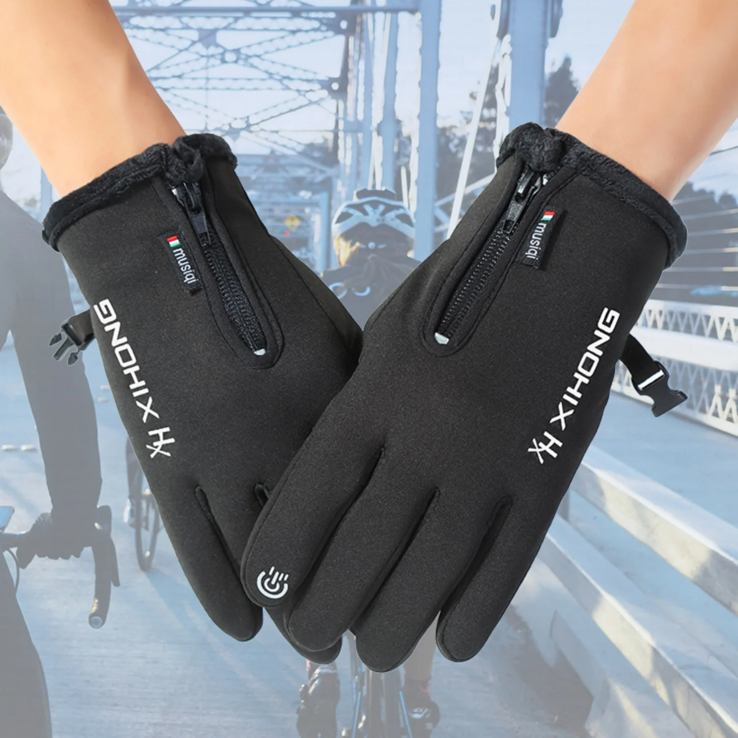Guantes cálidos para ciclismo, manoplas de felpa a prueba de viento para otoño e invierno, guantes con pantalla táctil y dedos completos para ciclismo, montar, esquiar y pescar 2026 - imagen 4