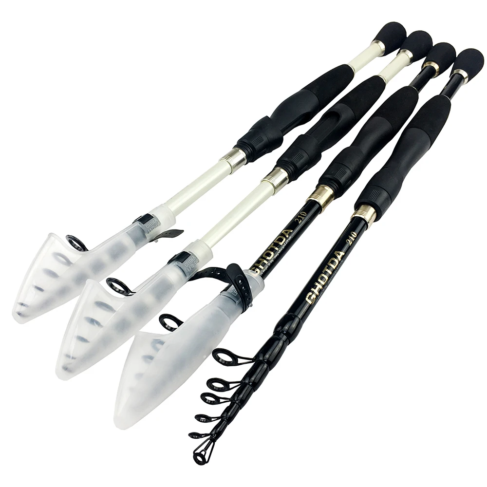 Caña de pescar telescópica de carbono, herramienta de fundición giratoria de viaje corto, para carpa, Lucio, trucha, 10-30g, 1,6-2,4 m - imagen 3