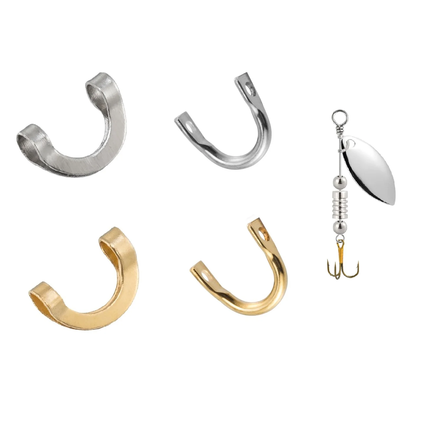 100 Uds. Horquillas plegadas en forma de U para pesca Spinner Metal Spin Spinner horquilla Spinnerbait de acero inoxidable Walleye Rig Bass