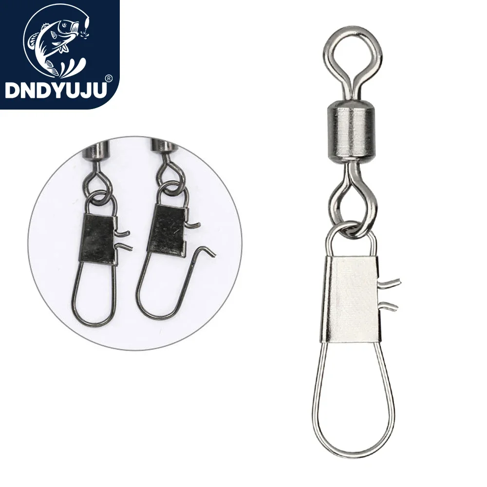 DNDYUJU 50 Uds conector de pesca giratorio con enclavamiento Snap de acero inoxidable para anzuelo señuelo aparejos de pesca