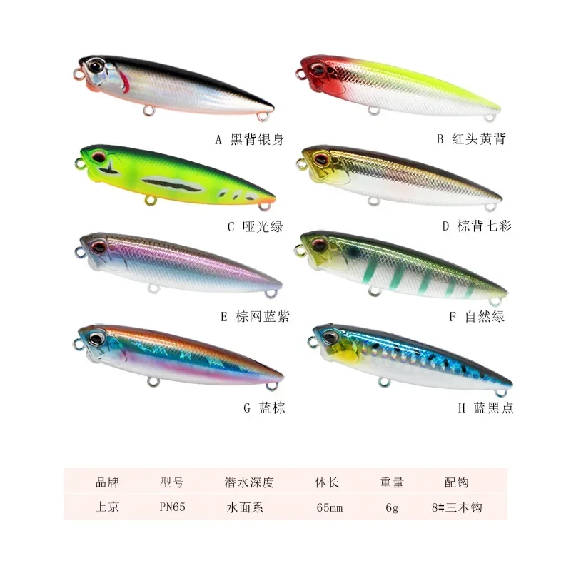Señuelo de Pesca de lápiz de superficie, cebo Artificial flotante Topwater Doggy, lubina, trucha, Lucio, Wobbler, aparejos de Pesca, 6,5 cm, 6g - imagen 5