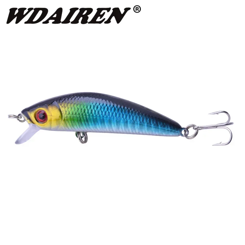 Señuelo de pesca flotante de pececillo, 1 unidad, 7cm, 8g, Wobblers de plástico láser, cebo duro Artificial con anzuelo, aparejos de pesca Crankbait para lubina