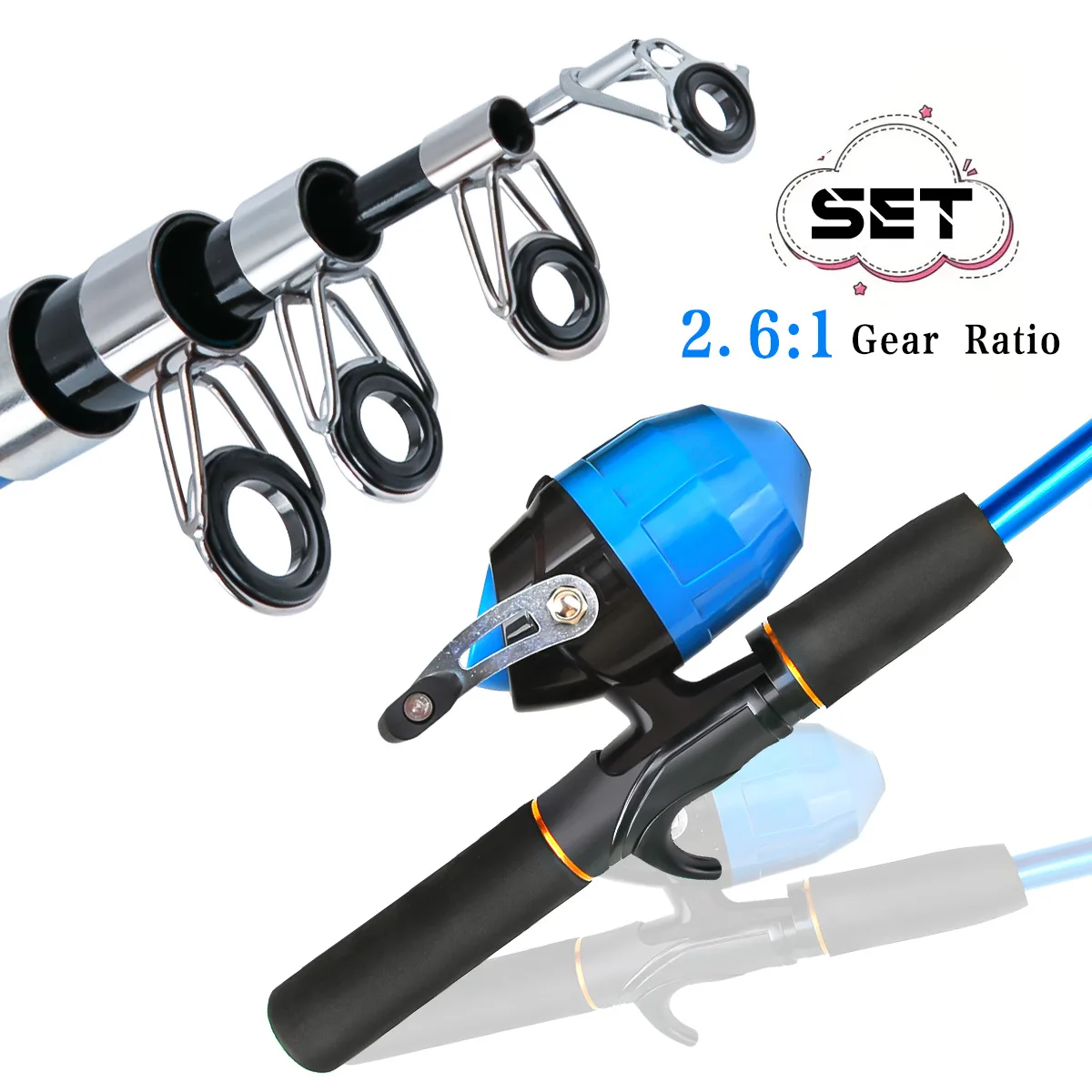 Caña telescópica fibra vidrio con carrete para pesca de mar - imagen 2