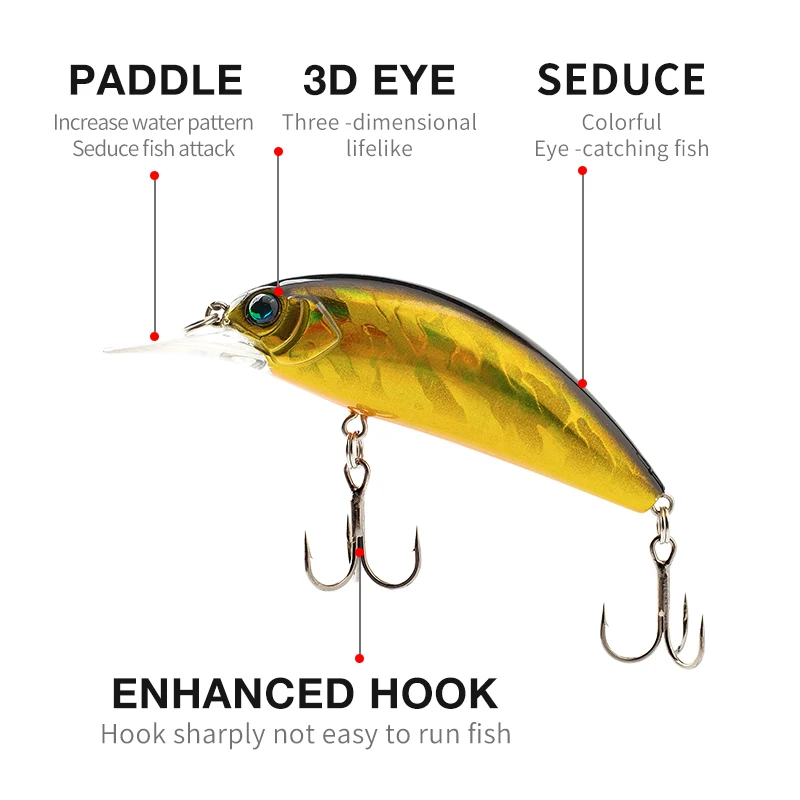 Banshee CRANK MINNOW flotante 4,7g 54mm modelo caliente señuelo de pesca cebo duro Wobbler manivela calidad profesional profundidad 2,0-2,5 m - imagen 5