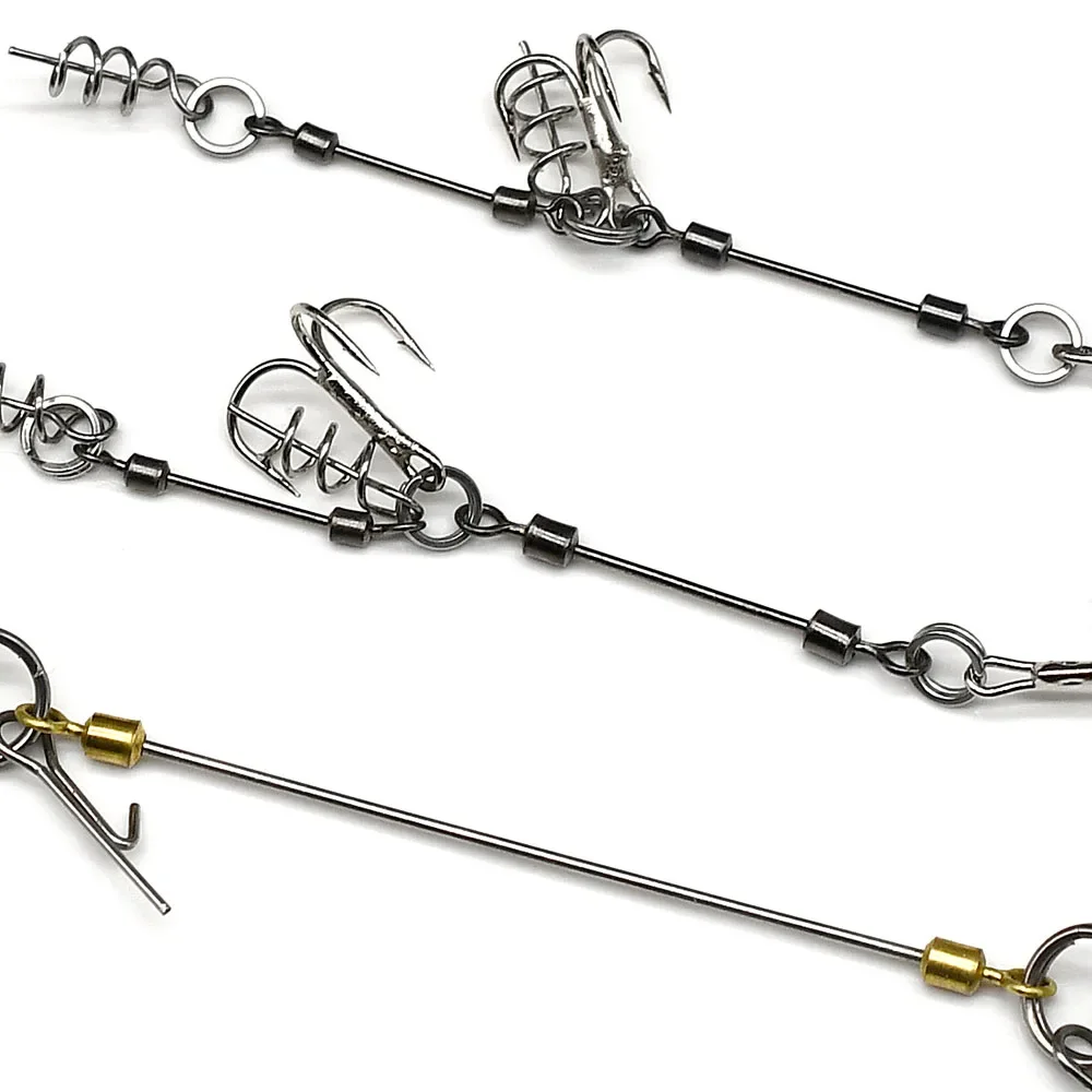 MNFT Pike Stinger Rig anzuelos triples S M L anzuelo de pesca con tornillo de múltiples depósitos con conector de clavija de peso de plomo para Swimbait - imagen 5