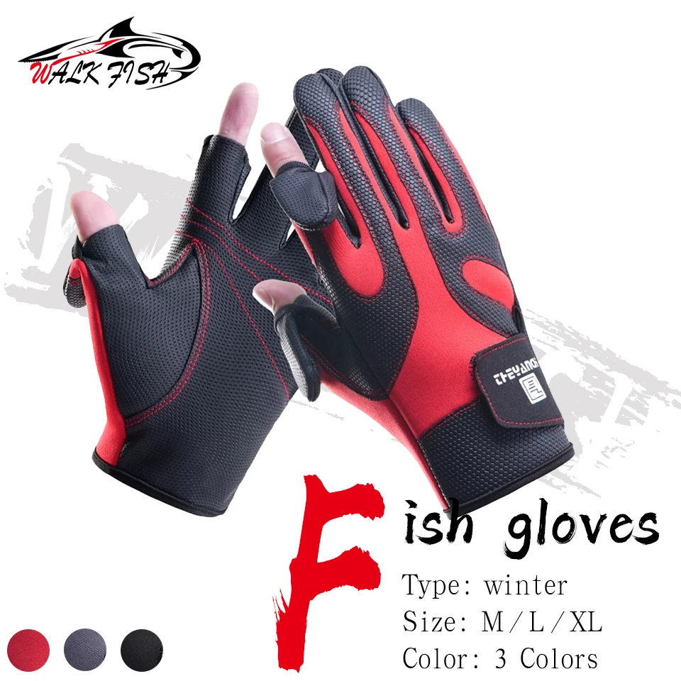 Guantes de pesca WALK FISH Otoño Invierno uso al aire libre espesar dedo Flip antideslizante resistente al desgaste pantalla táctil Lull Gear hombres ciclo