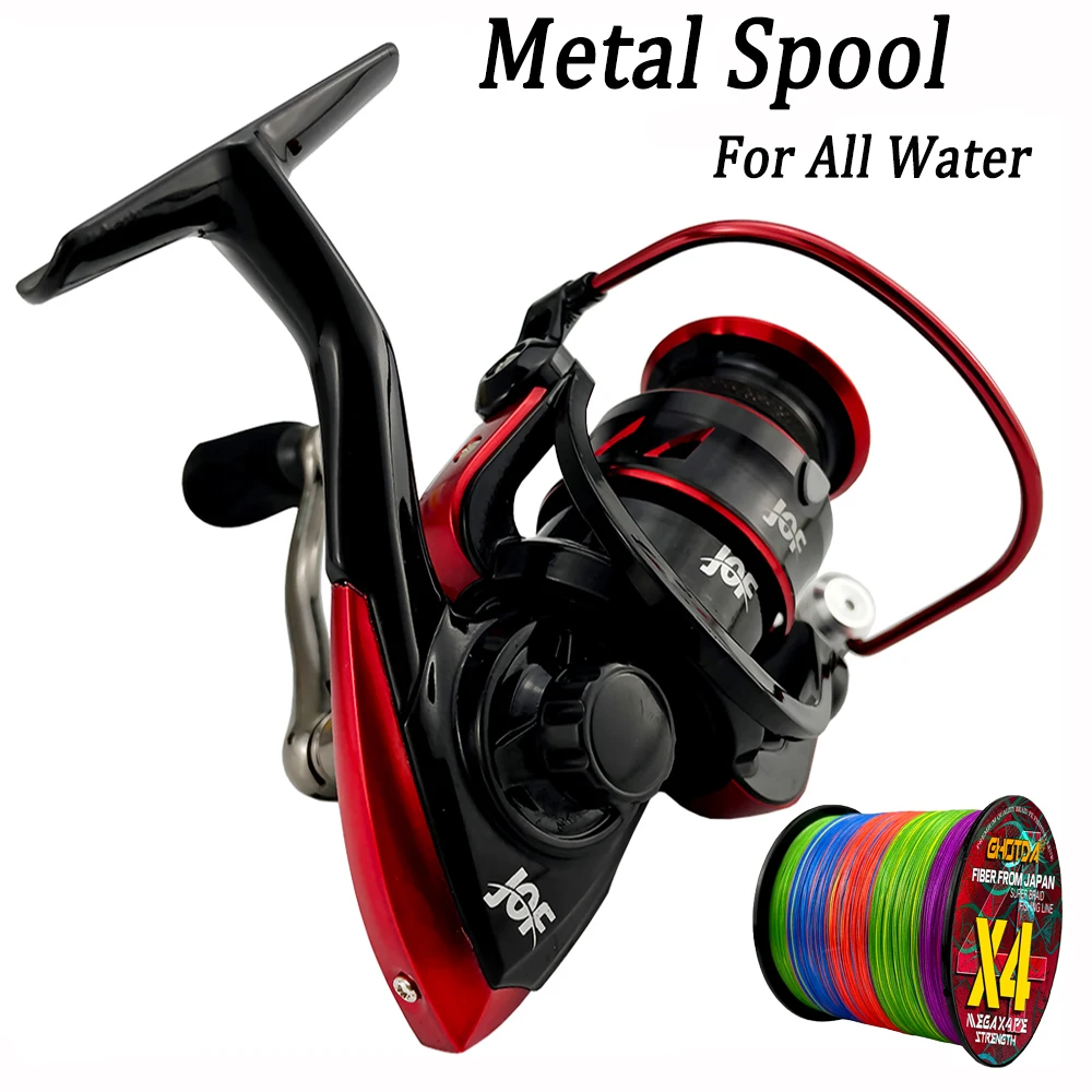 Carrete de pesca giratorio de grafito, arrastre máximo de 15KG, relación de engranaje 5,5: 1, carrete de aluminio CNC, bobina de pesca de carpa de agua salada con línea 2000-5000