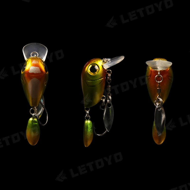 LETOYO-Micro Crankbaits flotantes, 30mm, 2g, superficie Artificial, Wobblers de manivela con cuchara, Señuelos de Pesca para trucha y lubina - imagen 5