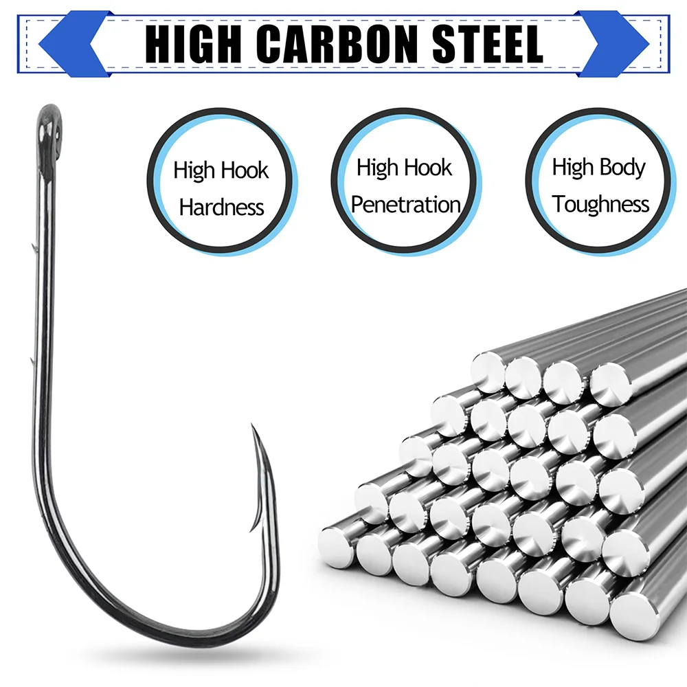 50 Uds Baitholder anzuelos de pesca con púas de vástago largo, ganchos de soporte para cebo, anzuelos compensados de acero rico en carbono, agua salada y agua dulce - imagen 4
