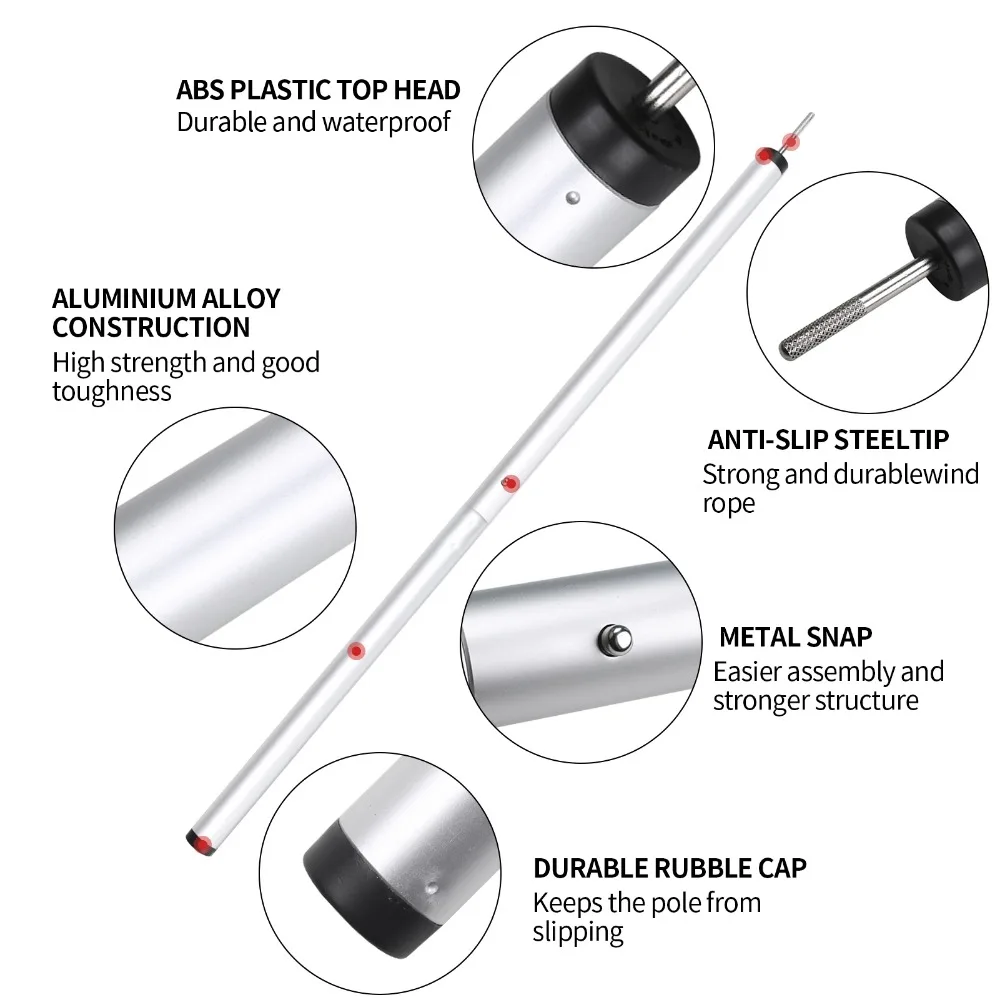 Lona plegable de 197CM, varilla para toldo, soporte para poste de tienda plegable, poste para acampar al aire libre, palos para refugio solar, accesorios para tienda - imagen 3