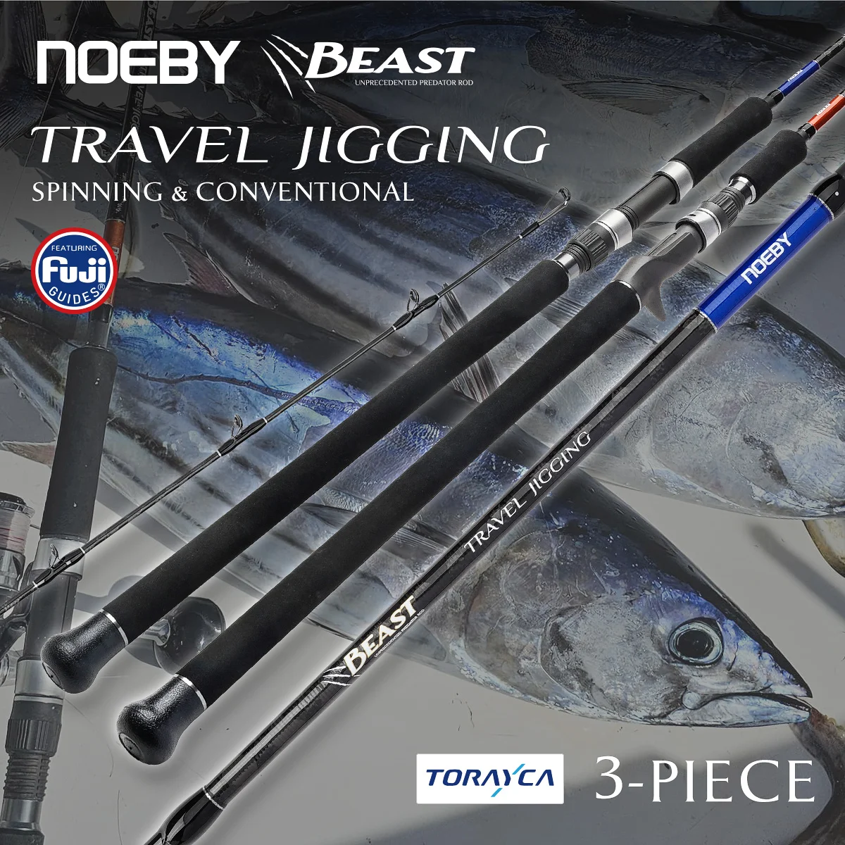 NOEBY 3 piezas Beast Travel Jigging caña de pescar 1,83 m Spinning convencional Fuji Toray gran juego en alta mar caña de pescar Jigging