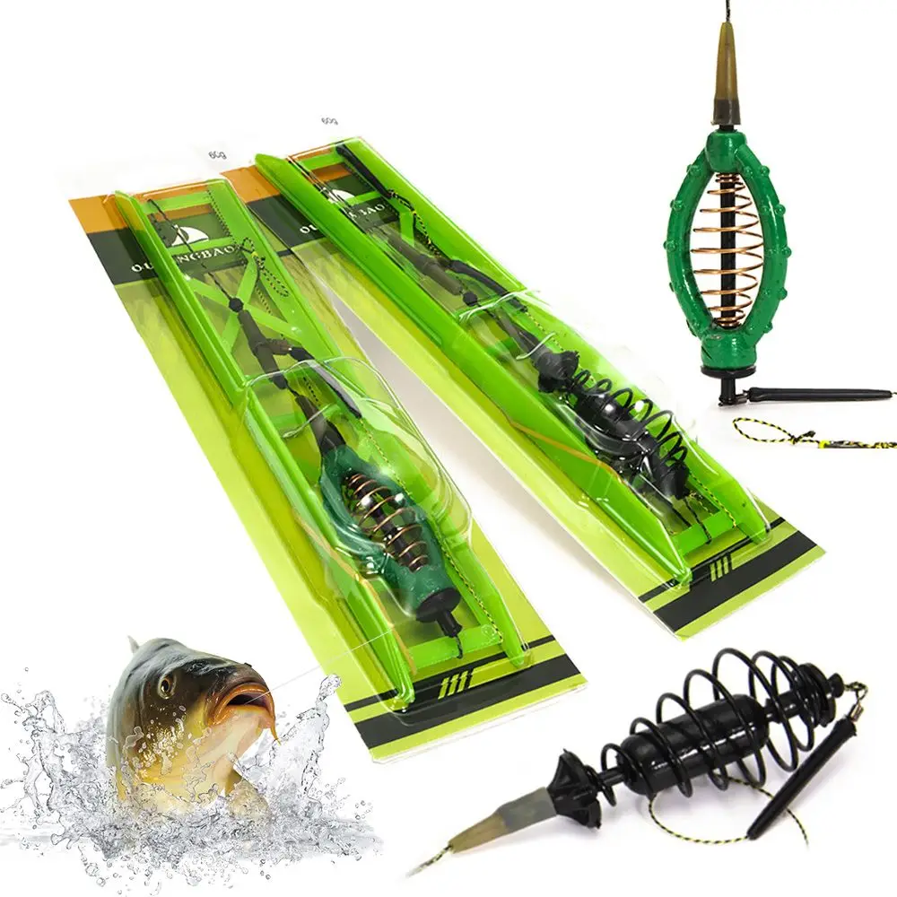 Jaula de cebo de pesca de carpa, alimentador de grupo de línea, gancho de cuerda de plomo, cesta de cebo de pesca para juego de pesca, Herramienta de resorte, 1PC - imagen 3