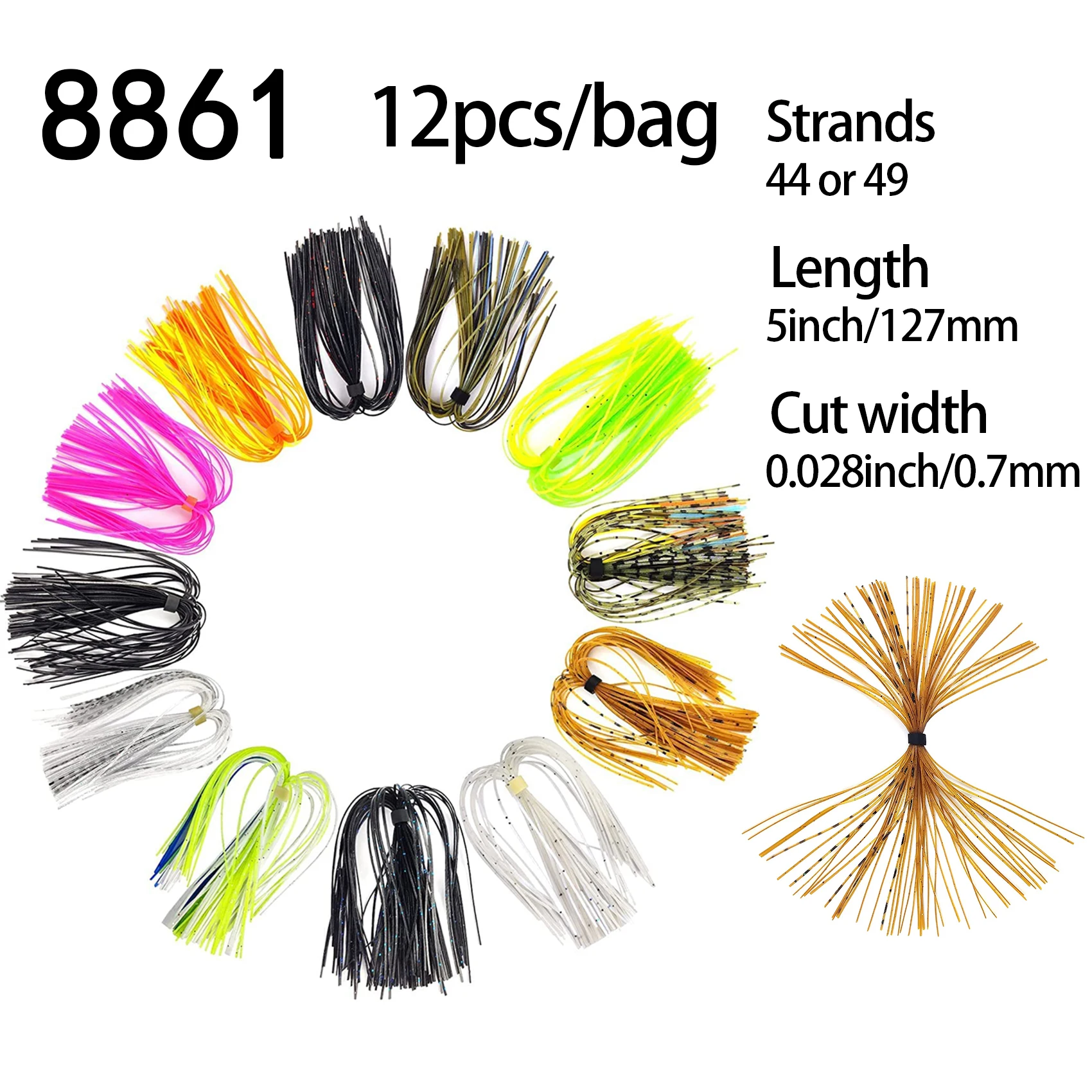 Faldas de silicona señuelo de pesca 1 mechones 88 hebras paraguas falda Buzzbaits DIY calamar Jig Spinner cebo - imagen 4