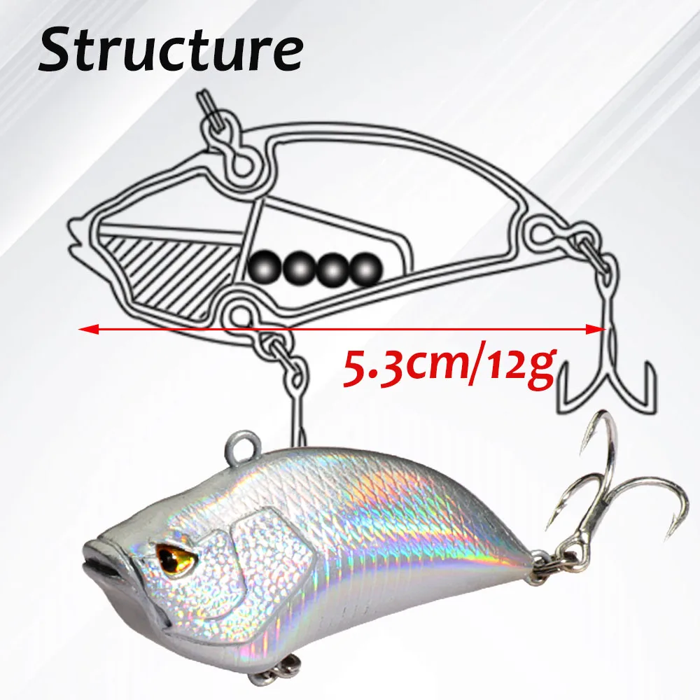 Sonajero VIB 12g 5,3 cm señuelo tipo lápiz que se hunde acero de tungsteno Pesca de carpa Jerkbait Pesca Popper Swimbait gancho Minnow cebo de silicona - imagen 2