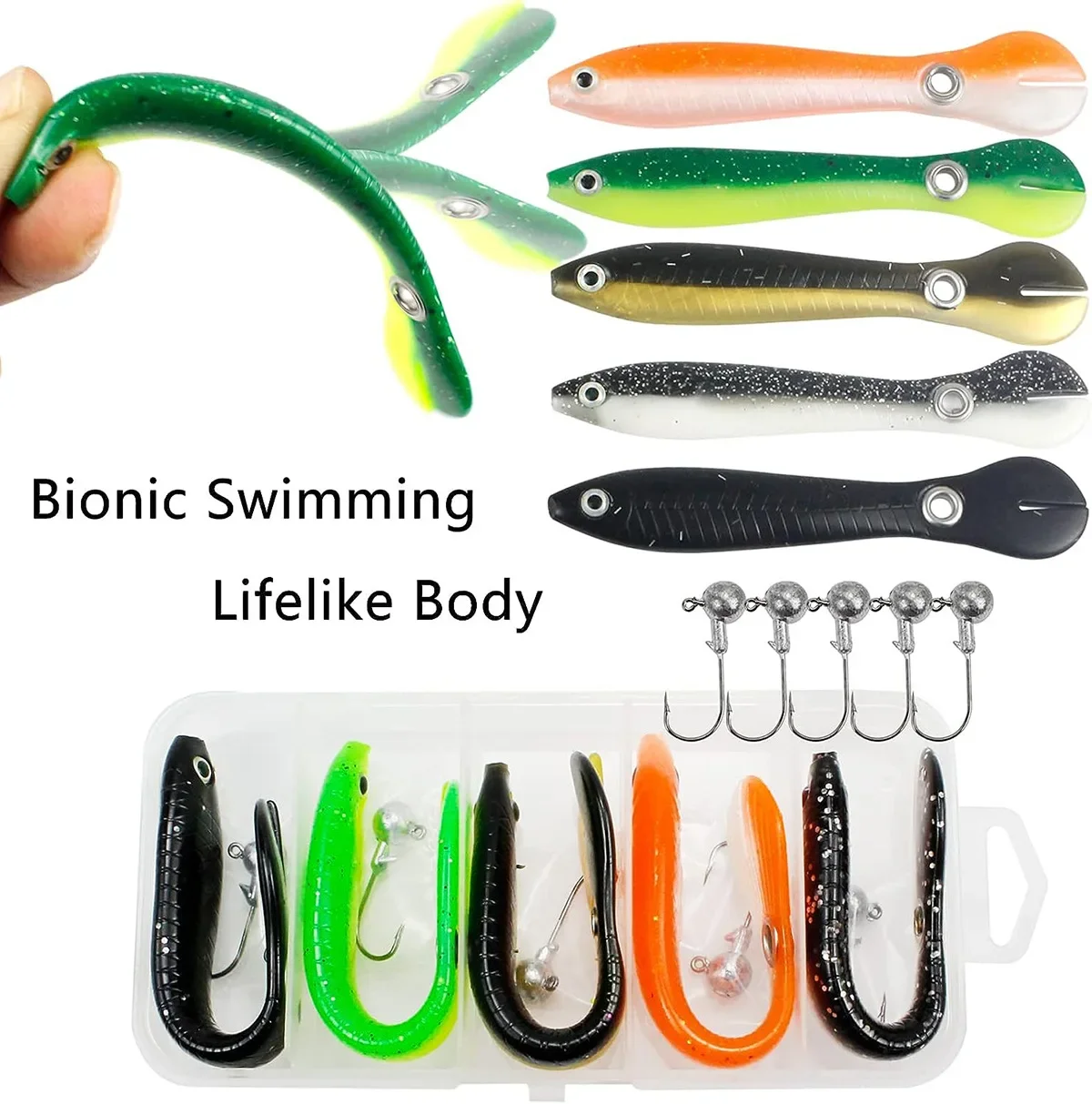 5 unids/caja cebo suelto de silicona suave 6g señuelo simulado y anzuelo de plomo, equipo de pesca al aire libre, cebo oscilante - imagen 3