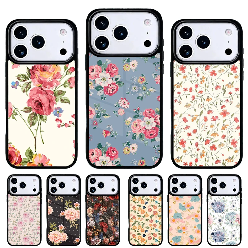 Funda iPhone vintage floral, carcasa trasera elegante y protectora