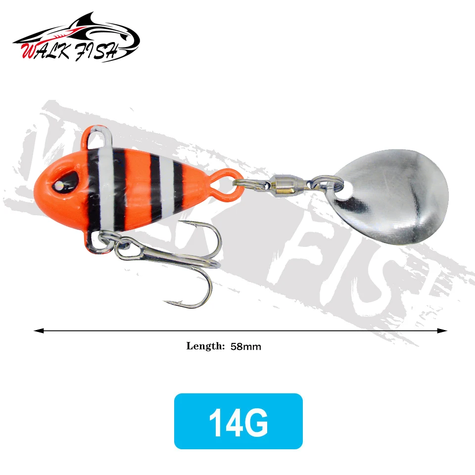 WALK FISH-Señuelos de Pesca giratorios, 1 piezas, 10g, 14g, Swimbait, Spinnerbait, Vib, cebo Artificial de Metal, aparejos de pesca de carpa - imagen 3