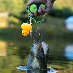 Hebilla de bloqueo de pesca estirable, carrete de mosca, 8 broches, cadena de acero inoxidable de pato con flotador, cinturón de bloqueo de señuelo vivo