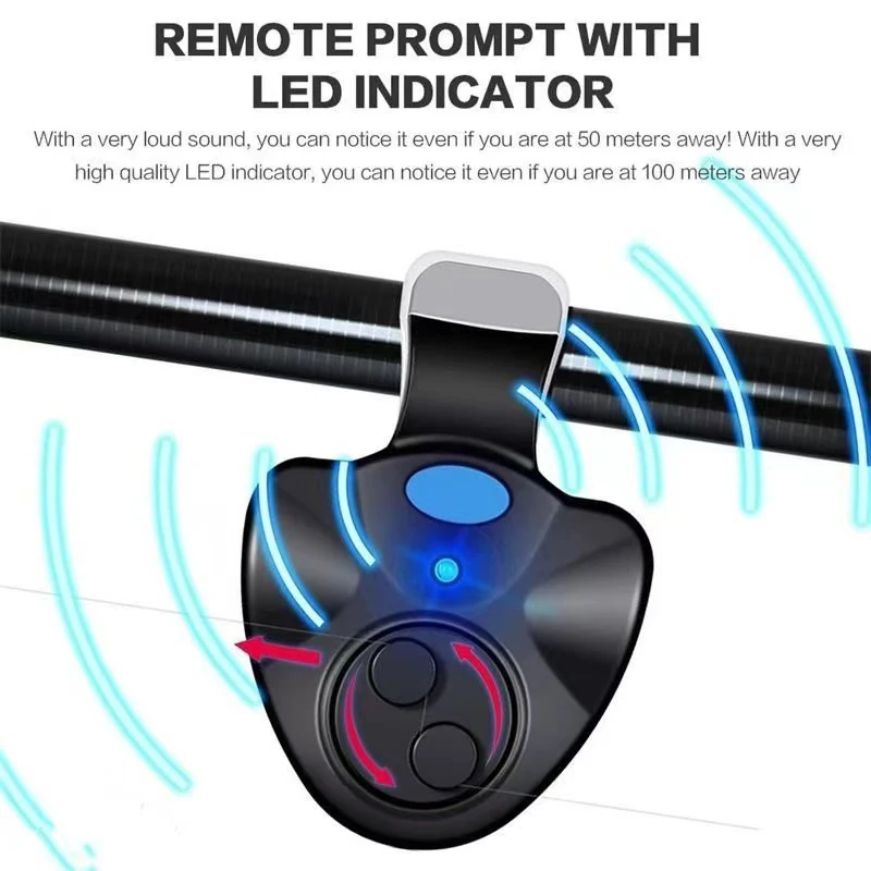 Alarma de pesca con luz LED, alarma portátil para morder carpa, línea de pesca, indicador de alerta de engranaje, amortiguador, caña de pescar, alarma fuerte, río, mar, océano