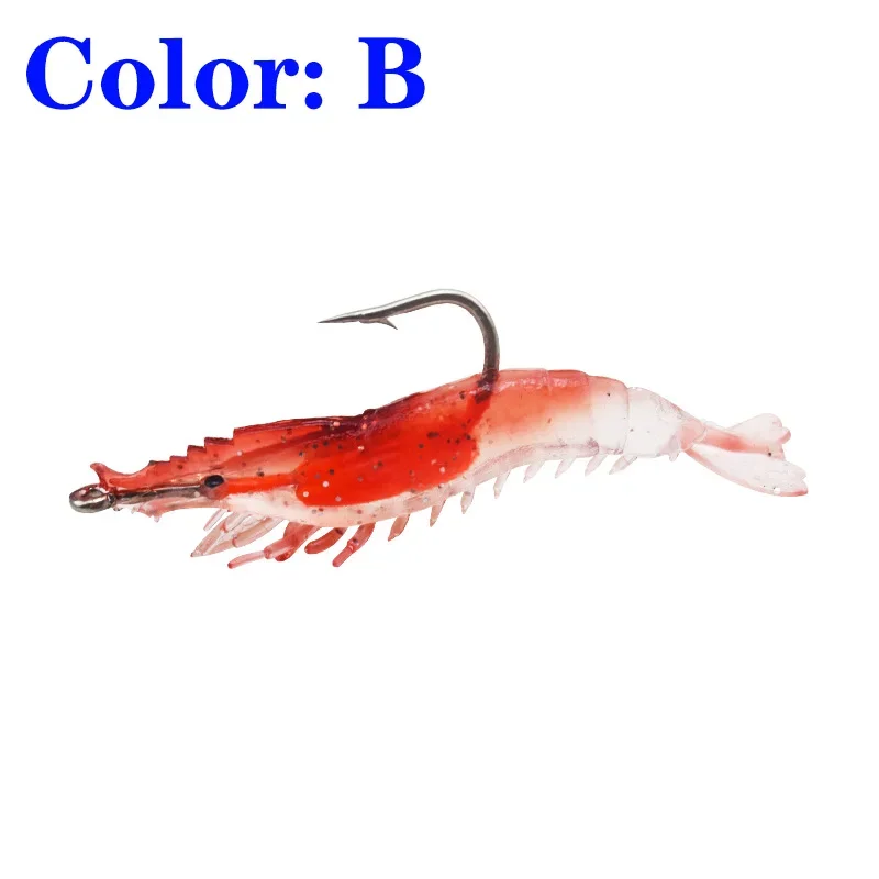 1 unidad de Pesca Flasher Rig anzuelo cebo suave 6cm 3g señuelo de Pesca de camarones luminosos cebos artificiales trucha olor a pescado aparejos individuales