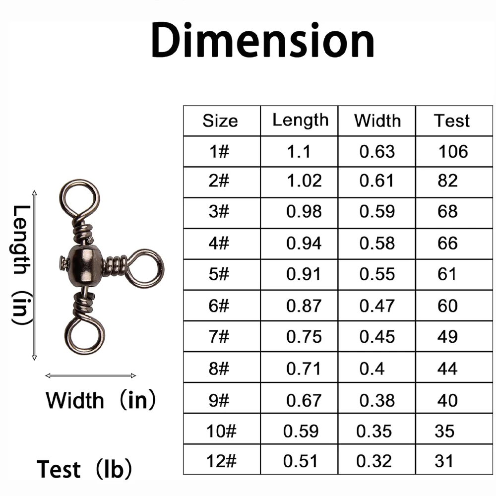 50 Uds. Aparejos de pesca giratorios de 3 vías, barril giratorio en forma de T, giratorios cruzados para aparejo de bagre, aparejo de pesca para Surf, conector de pesca - imagen 2