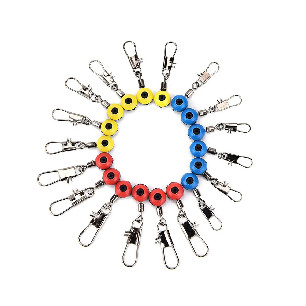 Gancho de línea de pesca de 100 unids/bolsa, Conector de Clip de vástago giratorio, espacio marino de granos del señuelo, Conector de anzuelos de pesca