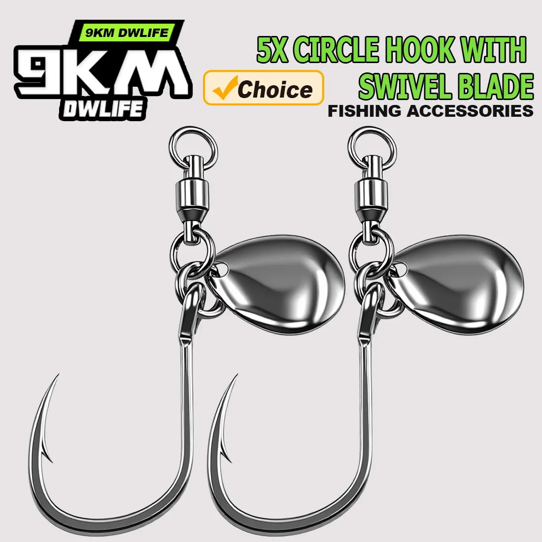 9KM 5X gancho de agua salada con giratorio y cuchara 5 uds anzuelo de ayuda de Jigging lento anzuelo de pesca con cebo vivo anzuelos circulares para agua salada