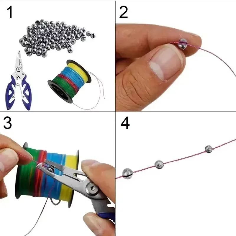 Juego de mordeduras de plomo abierto, 100 Uds., balsa de plomo abierta redonda desnuda, Clip de pesca, equipo de pesca de plomo, plataforma de caída de plomo - imagen 5