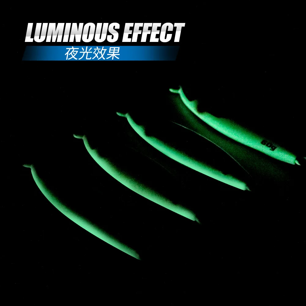 CASTFUN-señuelo de pesca que brilla en la oscuridad, 40g, 60g, 80g, 100g, plantilla de Metal, cebo de pesca de agua salada, señuelo de Jigging lento - imagen 4