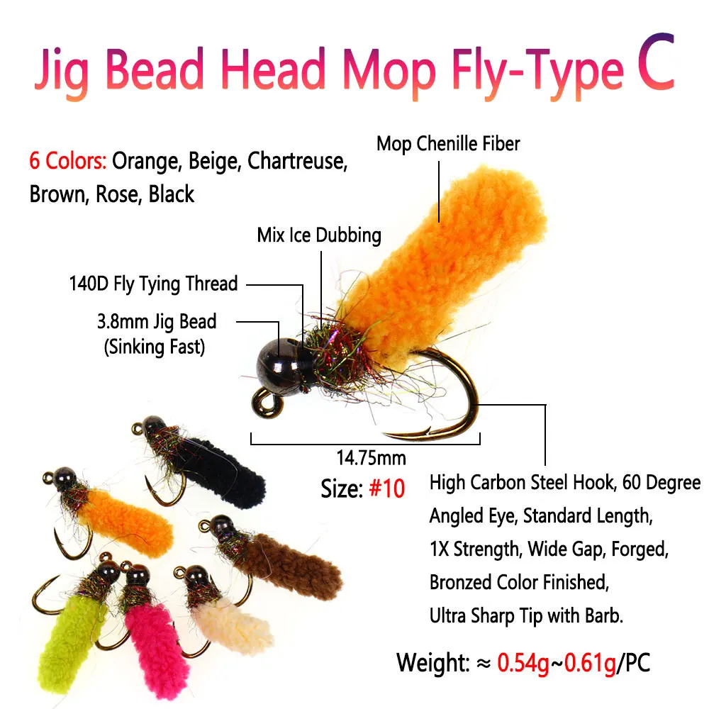 Bimoo, 8 Uds., cabeza de cuentas de latón o plantilla, fregona, mosca, grúa Artificial, mosca Caddis Larva, plantilla de hundimiento rápido húmedo, ninfa, mosca, trucha, Señuelos de Pesca - imagen 5