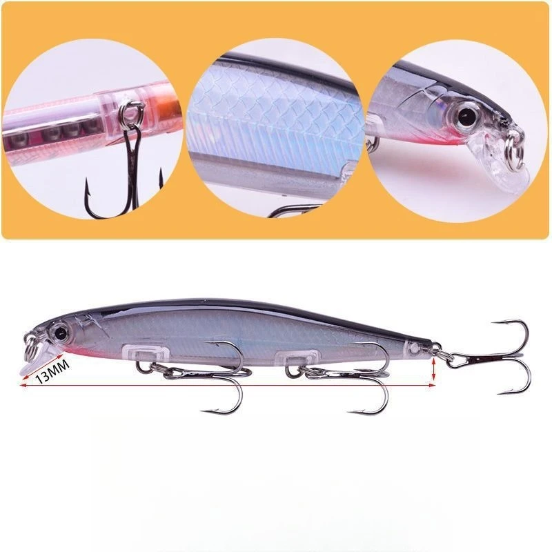 10 Uds. Señuelo de hundimiento lento Minnow 13,5G fundición súper larga ruidosa sonajero grano Chartreuse Bass cebo falso cebo duro - imagen 3