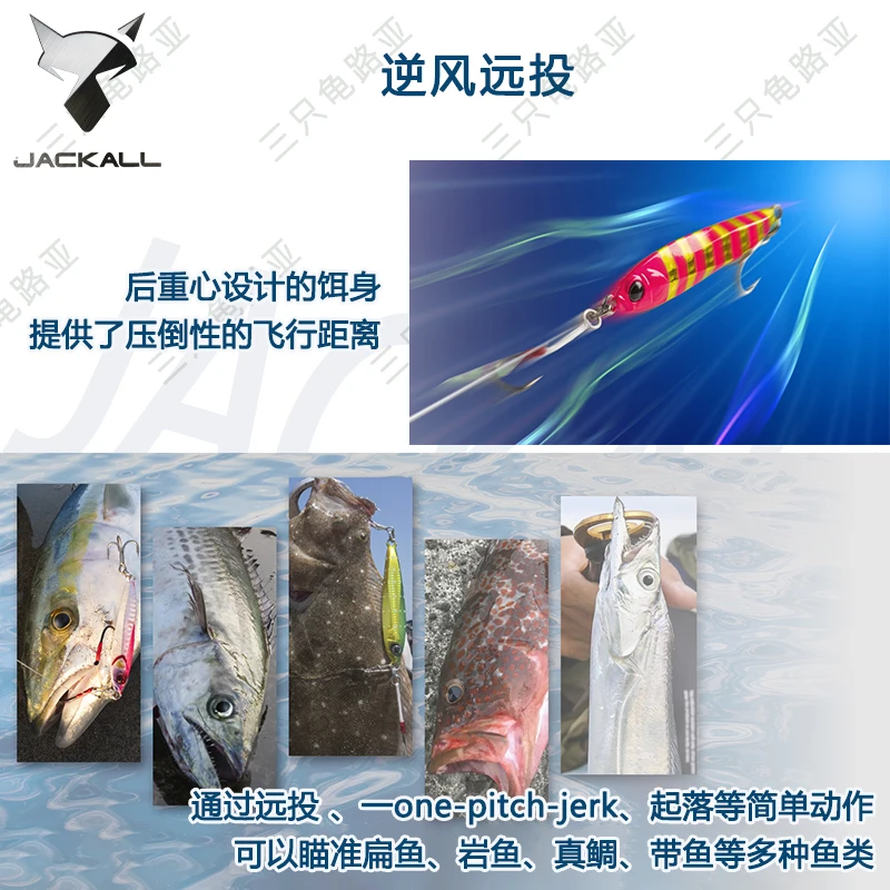 Señuelo Jackall de tres tortugas, cebo falso para pesca en el mar, placa de hierro, larga distancia, BIGBACKERJIG, 60g - imagen 2