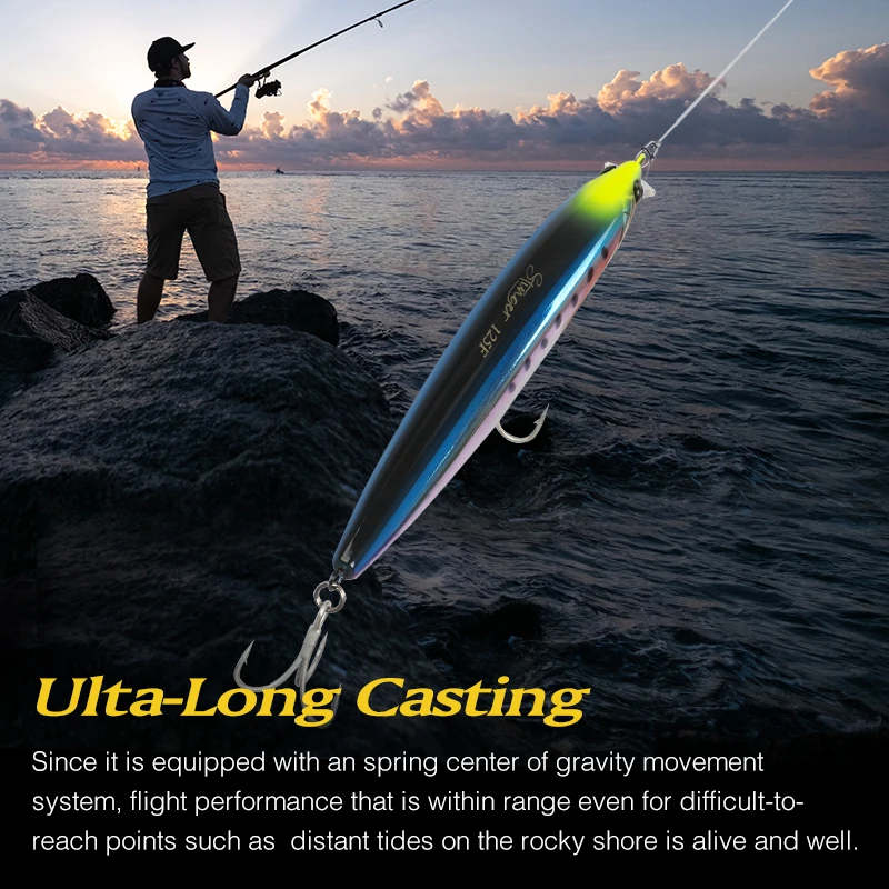 TSURINOYA STINGER 125F 125mm 25g pececillo flotante 67m señuelo de pesca de mar de fundición Ultra larga cebo duro muy fuerte para juego grande - imagen 5
