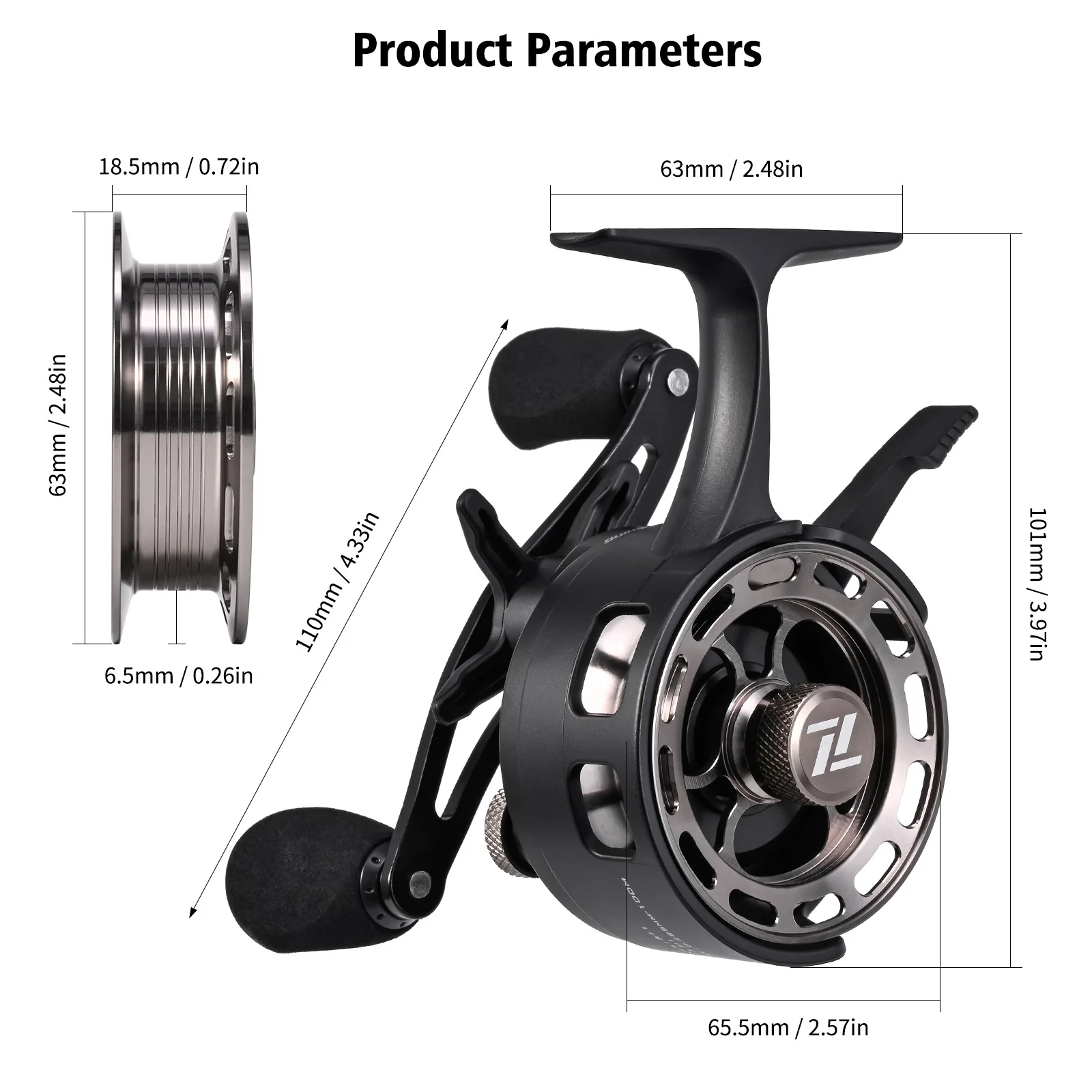 Carrete pesca en hielo Quick Release – Bobina metálica recogida suave - imagen 3