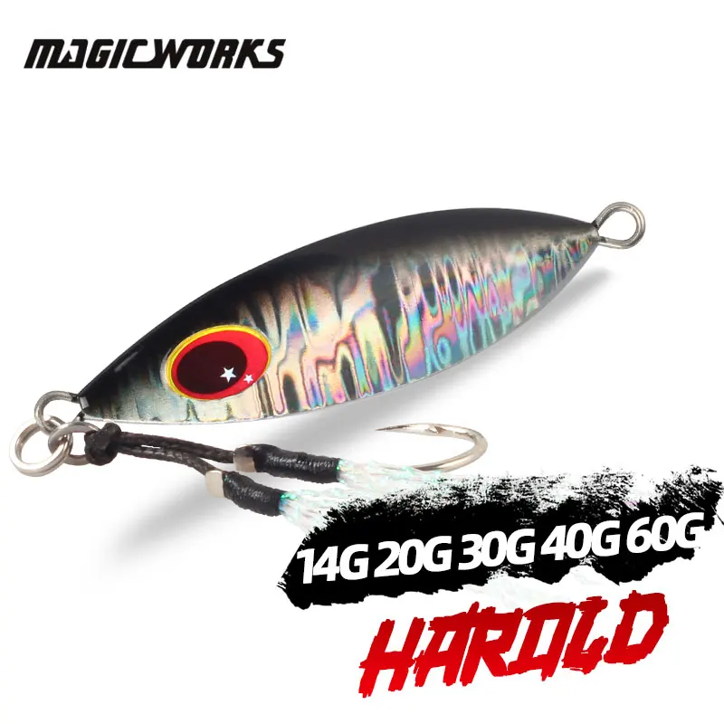 Plantilla de trabajos mágicos para Jigging lento de mar, 14g, 20g, 30g, 40g, 60g, suministros de pesca de Metal, nuevo señuelo de pesca, lubina, trucha, cebos artificiales