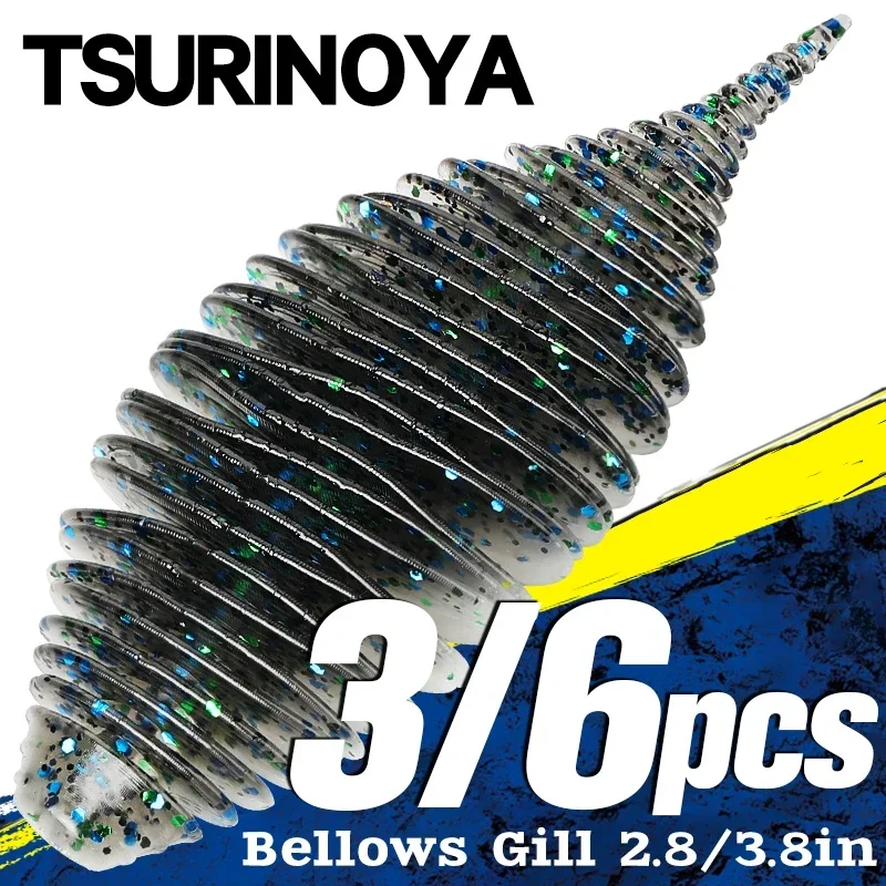 TSURINOYA-señuelo de pesca de gusanos blandos, fuelle, TRILOBITE, 2,8 pulgadas/7,2g/6 uds., 3,8 pulgadas/14,2g/3 uds., cebos de silicona, aparejos de Swimbait para Lucio y lubina - imagen 3