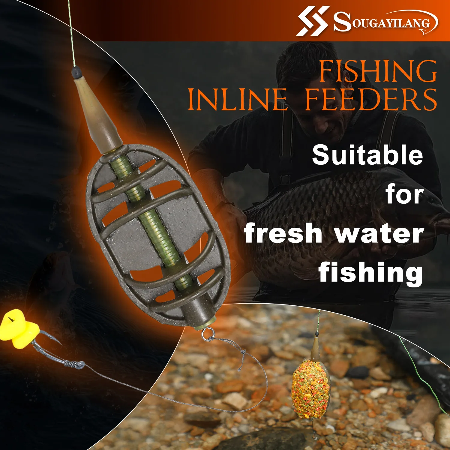 Sougayilang Método Feeder 50g – Alimentador rápido para carpa - imagen 3