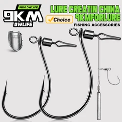 9KM 30 Uds anzuelos de tiro caído con giratorios Ewg anzuelos de pesca de lubina anzuelo de gusano para aparejo Texas acero rico en carbono