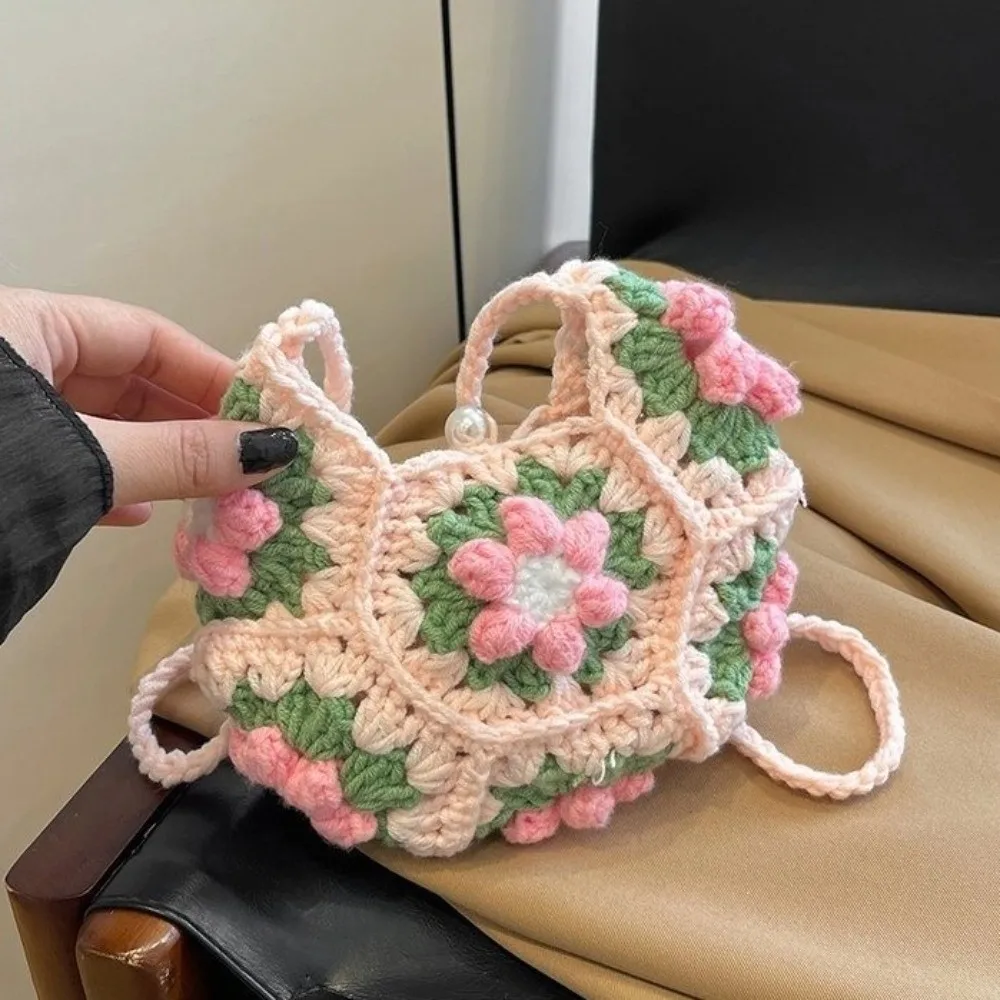 Bolso Bandolera Ganchillo Patrón Floral – Hecho a Mano Pequeño Monedero - imagen 2